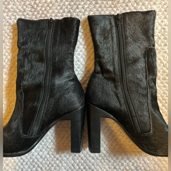 Vintage David Aaron Calf Hair Leather Boots with Chunky Heel - Picture 7 of 12